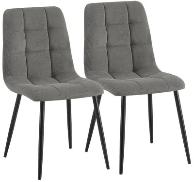 Produktbild von CLP 2er Set Esszimmerstühle Antibes Cordbezug gepolstert Rückenlehne bis 150 kg grau
