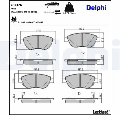 Produktbild von DELPHI Bremsbeläge Satz Vorne Bremsklötze für FIAT 500L (351, 352) LP2476