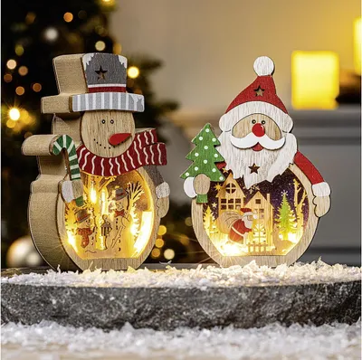 Obrázok produktu pre LED drevená figúrka 2 rôzne 5 LED