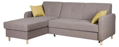 Produktbild von Ecksofa L-Form Sofa Couch Design Polster Modern Textil Bettfunktion Grau Stoff
