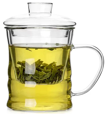 Produktbild von Vilde | Teebecher mit Sieb und Deckel 350 ml - Teeglas aus Borosilikatglas - Spülmaschinenfest