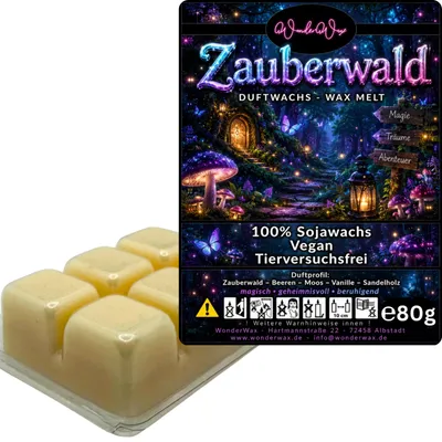 Produktbild von WonderWax Duftwachs Wax Melts für Duftlampe, 6 Würfel Duftmelt Wachsmelt Sojawachs Duftwachs Würfel für Raumdüfte, Wachs Duftöl Winter Indoor Schmelzen für Aromalampe Zauberwald