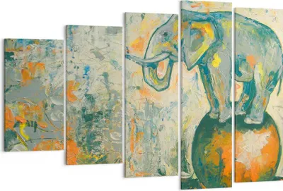 Produktbild von Bild auf Leinwand - Leinwandbild - Elefant Abstraktion - 150x100cm - Wand Bild - Wanddeko - Leinwanddruck - Bilder - Kunstdruck - Wanddekoration - Leinwand bilder - Wandkunst - EG150x100-3566