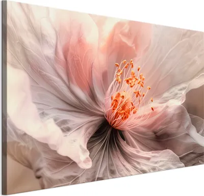 Produktbild von LUMASOUL Leinwand Bilder 90x60 cm, Leinwandbild Blumen Motiv, Wandbilder Holzrahmen und Webstuhl Wohnzimmer und Schlafzimmer, 1 teilig