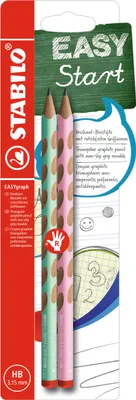 Produktbild von Ergonomischer Dreikant-Bleistift für Rechtshänder - STABILO EASYgraph in pastellgrün und pastellpink - 2er Pack - Härtegrad HB