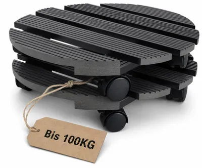 Produktbild von YARDIN 2 Stück WPC Pflanzenroller 30x30 cm Rund Anthrazit Blumentopfroller 360° Lenkrollen Blumentopfuntersetzer Garten Terrasse Balkon Gartenzubehör, KI-generiertes Bild