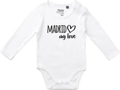 Produktbild von Huuraa Baby Body Madrid my love 74 White  Baumwolle Fairtrade Langarmbody Geschenkidee