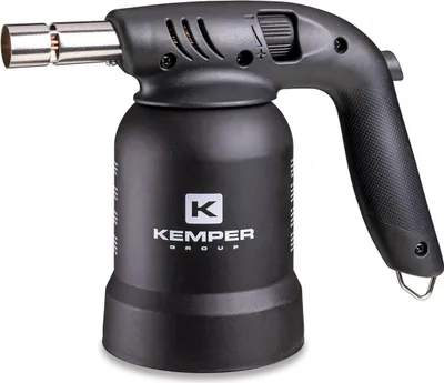 Image de Lampe à souder à gaz Professionnelle Utilisation 360° Chalumeau gaz Allumage piezo Cartouches gaz Perçables BLACK EDITION KEMPER