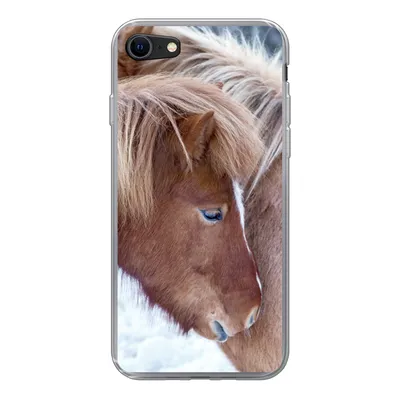 Produktbild von MuchoWow® Handyhülle Schutzhülle Hülle für iPhone 7 Pferde - Fohlen - Schnee Silikon Softcase Handy Hülle - Kartenhalter
