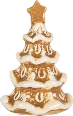 Produktbild von Clayre & Eef Weihnachtsdekoration Weihnachtsbaum 6x5x9 cm Braun Keramik
