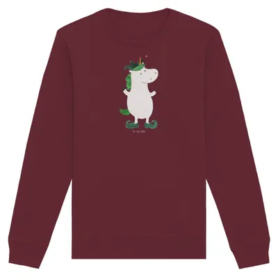 Produktbild von Mr. & Mrs. Panda Baumwoll Pullover Einhorn Joker Größe M - Burgundy - Geschenk, Sweater, Unicorn, Mittelalter, Bio, Hofnarr, Sweatshirt, Kasper, Einhörner, Pulli