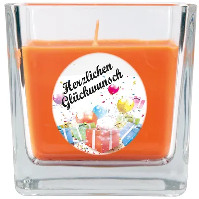 Produktbild von Duftkerze im Glas Honigmelone – Happy Birthday Geschenke, Viereck mit Deckel, ca. 50 Std. Brenndauer, Geschenk-Deko zum Geburtstag