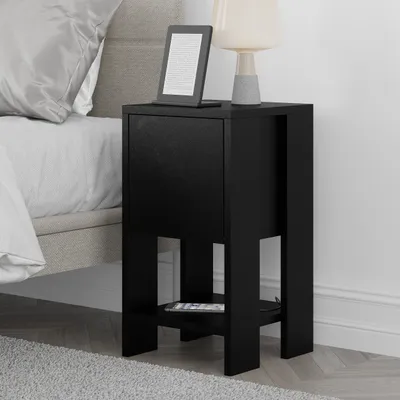 Produktbild von DECORTIE Ema Modern Nachttisch, Schlafzimmermöbel Schwarz 30 x 30 x 54.8 cm