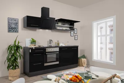 Produktbild von Küche Küchenzeile Küchenblock Eiche Schwarz Amanda 210 cm Respekta Premium