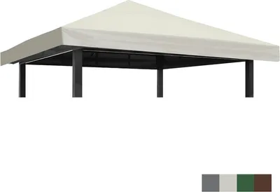 Image de (Gris)Toiture de remplacement pour pavillon Toiture de pavillon étanche anti-UV Toiture de pavillon PA-revêtue Toiture de pavillon de remplacement pour Yard Patio Garden Canopy Sunshade