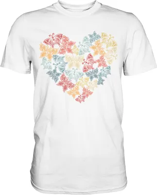 Produktbild von Frauen Schmetterling Herz T-Shirt – White / XL