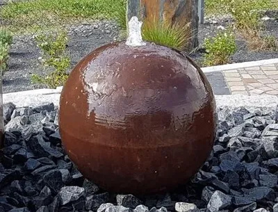 Produktbild von Kugelbrunnen 28 cm Cortenstahl  incl. LED Komplettset Brunnenkugel Gartenbrunnen