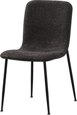 Immagine prodotto di Sedia ALICE – Tessuto bouclé grigio e gambe in metallo nero – Eleganza e comfort moderno