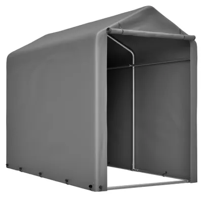 Obrázek produktu pro Garáž na kola a zahradní nářadí 187 x 100 x 160 cm – odolný zahradní stan s ocelovou konstrukcí, tmavě šedý skladovací stan na kola, zahradní nářadí a příslušenství