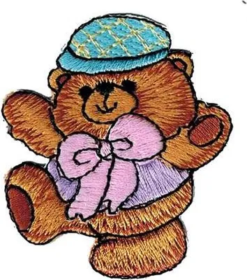 Produktbild von Aufnäher Patches - Bär mit rosa Schleifchen und Hut - BR850/4 Gr. ca. 5 x 5,5 cm