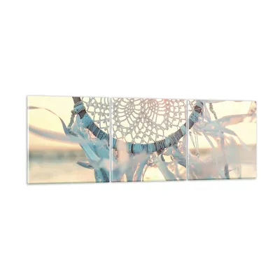 Produktbild von Bilder auf glas - 3 Teile - Boho Ornament Anhänger - 150x50cm - Glasbilder - Wandbilder - Bilder - zum Aufhängen bereit - Wanddekoration aus Glas - Glas Bilder - Wandbild auf Glas - GCA150x50-4554