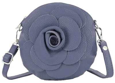 Produktbild von modamoda de T225 Damen Leder Umhängetasche Abendtasche Clutch Blüte Klein handma