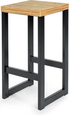 Produktbild von Barhocker Bistrohocker Industriedesign Loft Stahl Restaurant massiv H 60 cm (Eiche, Schwarz)