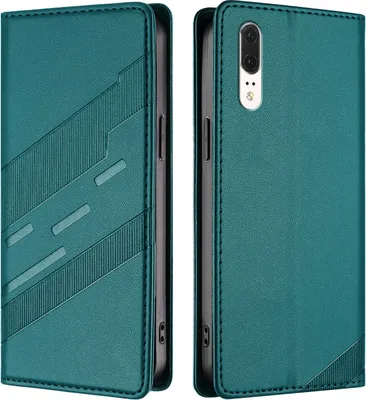 Image de Etui pour Huawei P20, étui portefeuille en cuirPolyuréthaneavec fente pour cartes et fonction stand Grün