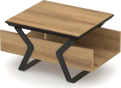 Image de Designer Table Basse Table En Bois Avec Espace De Rangement Pieds En Métal