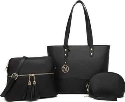 Produktbild von Miss Lulu Damen Handtasche 3-teiliges Set Tote Bag Umhängetasche mit Geldbörse