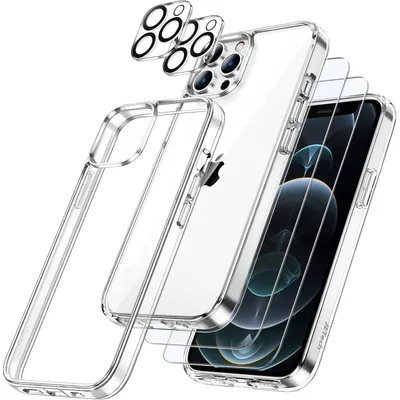 Image de Coque 5 en 1 pour iPhone 12 Pro Max (6,7 pouces), avec 2 films protecteurs et protection pour l'appareil photo, transparente