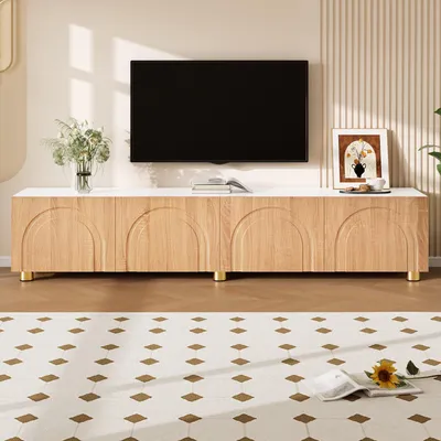 Produktbild von TV-Schrank Bogenrelief 4 Türen Metallfüße, moderner ,TV-Lowboard,Vielseitig einsetzbares Design