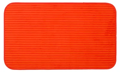 Produktbild von GÖZZE Berlin Cordoptik Badteppich flauschiger saugfähiger rutschsicherer Mikrofaser-Badvorleger Orange 50 x 70 cm