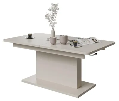 Produktbild von 2in1 Couchtisch Busetti 126-167x70x56-74cm Esstisch höhenverstellbar ausziehbar Farbe wählbarKaschmir
