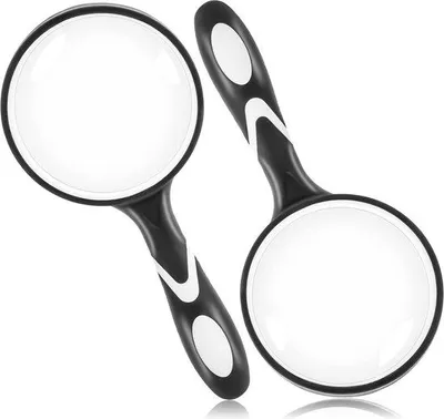 Produktbild von Famanu Vergrößerungsglas Set 5x und 10x - Handlupe für Lesen, Hobby und Naturbeobachtung - 75 mm