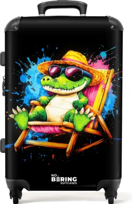 Produktbild von NoBoringSuitcases.com® Großer Koffer - Sommerkrokodil mit Graffiti - Kombinationsschloss TSA - Hartschalen Trolley 4 Rollen - 72 liter - Reisekoffer - 66 cmKoffer Mittelgroß 67x43x25 cm, 72L,