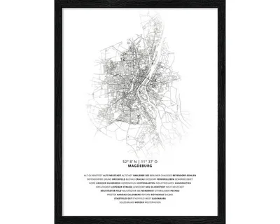 Produktbild von Gerahmtes Bild Magdeburg Landkarte II 33x43 cm