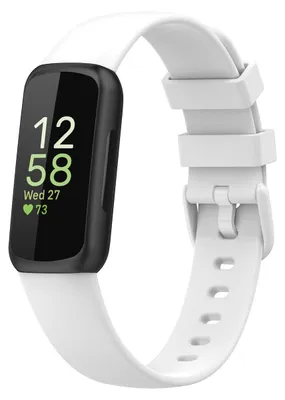 Image de Bracelet de montre en silicone uni pour Fitbit Inspire 3, taille L, blanc, de rechange