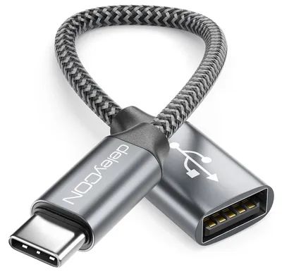 Produktbild von deleyCON USB C auf USB Adapter 2.0 OTG Typ-C Stecker auf A Buchse - Kabel für iPhone 17/16/15, Galaxy S26/S25/S24, A56, A17, A16 Tablet, MacBook, iMac, iPad, Notebook usw.