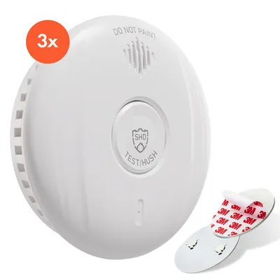 Produktbild von SHD by OneConcept Rauchmelder mit Magnethalterung, Zuverlässiger Mini-Rauchmelder, 3x Feuermelder mit Batterie, Rauchmelder für Küche, Büro, Wohnwagen, Brandmelder mit Testfunktion & Stummschaltung