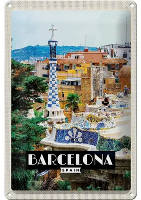 Produktbild von Blechschild Reise 20x30cm Barcelona Spain Spanien Panorama