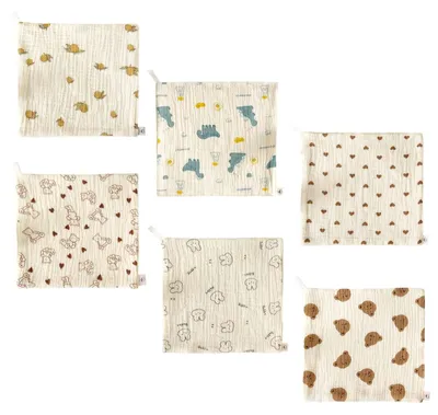 Productafbeelding van Set van 6 Zachte Katoenen Babyluiers 25 x 25 cm