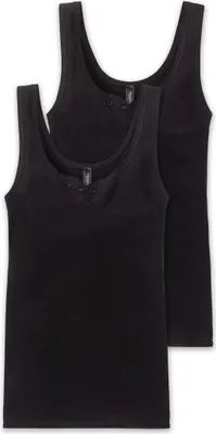 Produktbild von SCHIESSER Damen Unterhemden, 2er Pack - "Baumwolle Essentials", Trägertop, Baumwolle Schwarz L