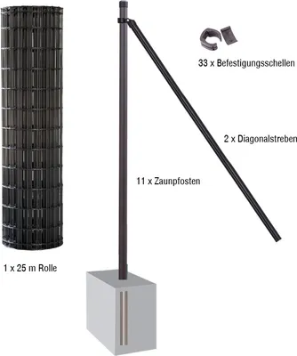 Produktbild von Gartenzaun / Gitterzaun 25 Meter Komplett-Set Foxx - Farbe: anthrazit, Höhe: 102 cm, Ausführung: zum Einbetonieren