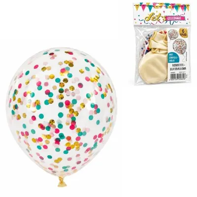 Obrázek produktu pro Křišťálový balónek s konfetami 27,5 cm 6 kusů