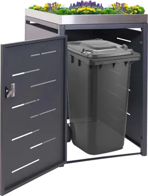 Immagine prodotto di 1 coperchio per cassonetto HWC-H40, cassonetto, cassonetto per fioriera combinazione acciaio inox-metallo 35kg 125x69x84cm espandibile