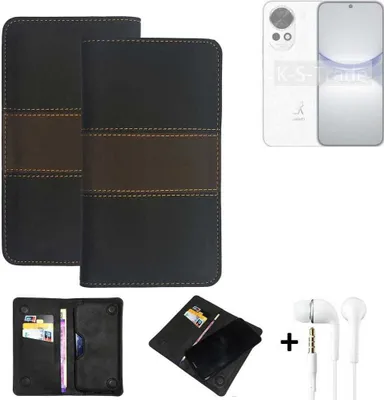 Produktbild von K-S-Trade Handyhülle + Kopfhörer kompatibel mit Huawei nova 12 Schutzhülle Walletcase Bookstyle Tasche Schutz Case Hülle Wallet Cover Kunstleder