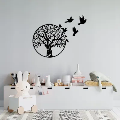 Obrázek produktu pro Wallity, Tree- TNL2250, Černá, Ostatní bytové dekorace, 61 x 56 cm, 100% kov (Tloušťka: 1)