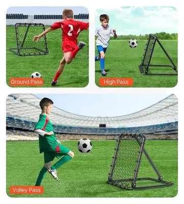 Productafbeelding van Voetbalterugkaatsnet, 34" x 34", constructie van stalen buizen, volledig verstelbare hoek, geschikt voor trainingssessies, draagbaar ontwerp