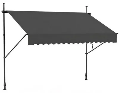 Productafbeelding van Terrassescherm, balkonluifel - 200 x 120 cm - Donkergrijs, met handmatige bediening